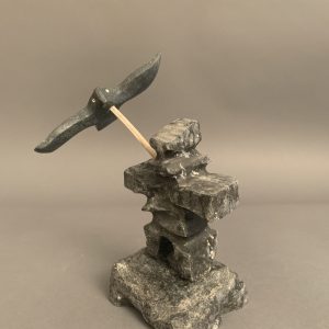 Bird Flying Over Inukshuk _ Joseph Quqqiaq