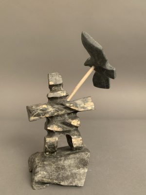 Bird Flying Over Inukshuk _ Joseph Quqqiaq