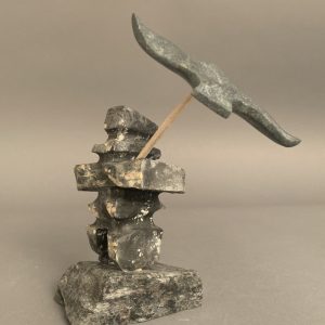 Bird Flying Over Inukshuk _ Joseph Quqqiaq