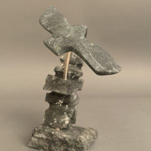 Bird Flying Over Inukshuk _ Joseph Quqqiaq